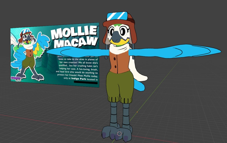 Mollie Macaw! (Indigo Park VRChat Avatar) ~+. - .+~FluffyFizz-3D~+.'s ...