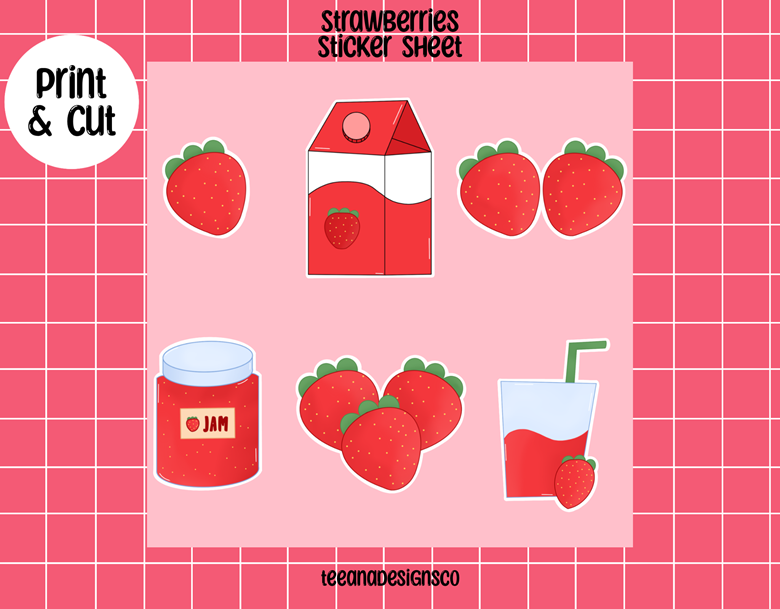Strawberry Stickers - tee's designs 's Ko-fi Shop - Ko-fi ❤️ Where creators  get support from fans through donations, memberships, shop sales and more!  The original 'Buy Me a Coffee' Page.