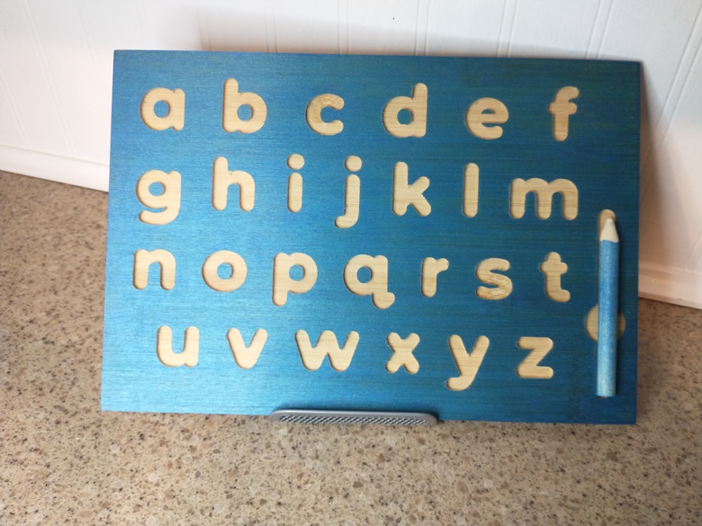 Wooden Alphabet Tracing Board, Double-Sided Wood Letters Tracing