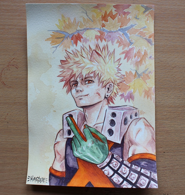 middle finger (original Katsuki Bakugo painting) - Rhiannon Kagoe's Ko ...