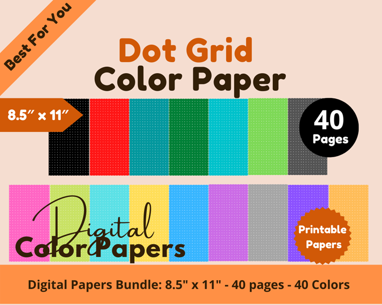 40 Digital Color Papers Dot Grid Color Paper 8.5 x 11* Commercial Use -  BFY DIGITAL's Ko-fi Shop - Ko-fi ❤️ Where creators get support from fans  through donations, memberships, shop sales