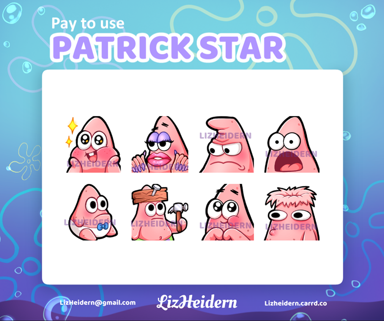 Patrick Star Emotes | Pay to use | Bundle 1 - LizHeidern's