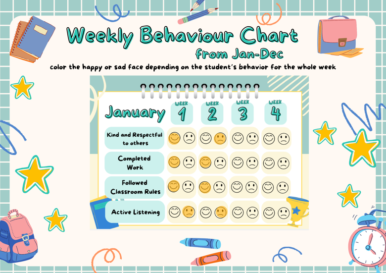 Weekly Behaviour Chart - Heissy's Ko-fi Shop - Ko-fi ️ Where creators