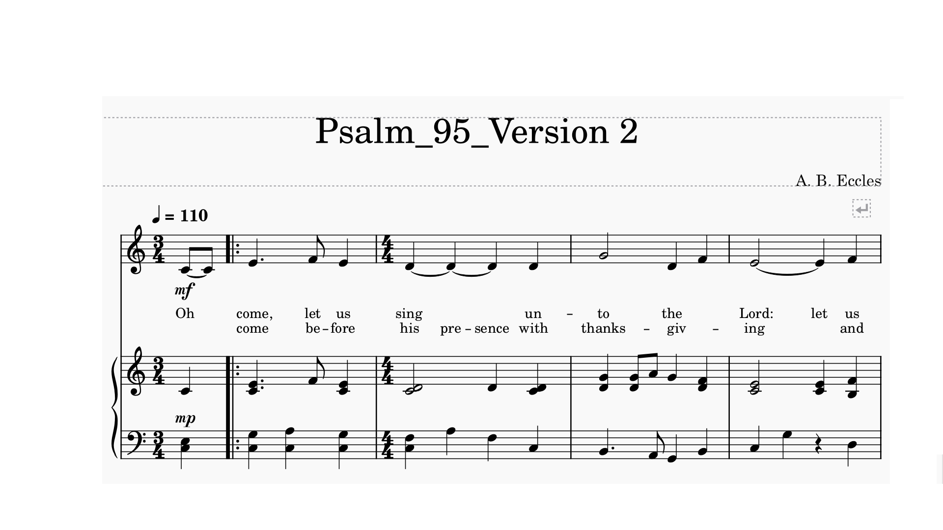 Psalm 95 Scripture Song Score (CC-BY-ND-NC 4.0) - Abishows's Ko-fi Shop ...