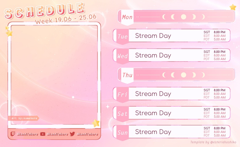 Starry Stream Schedule Template - Esteria Hoshiko's Ko-fi Shop - Ko-fi ...