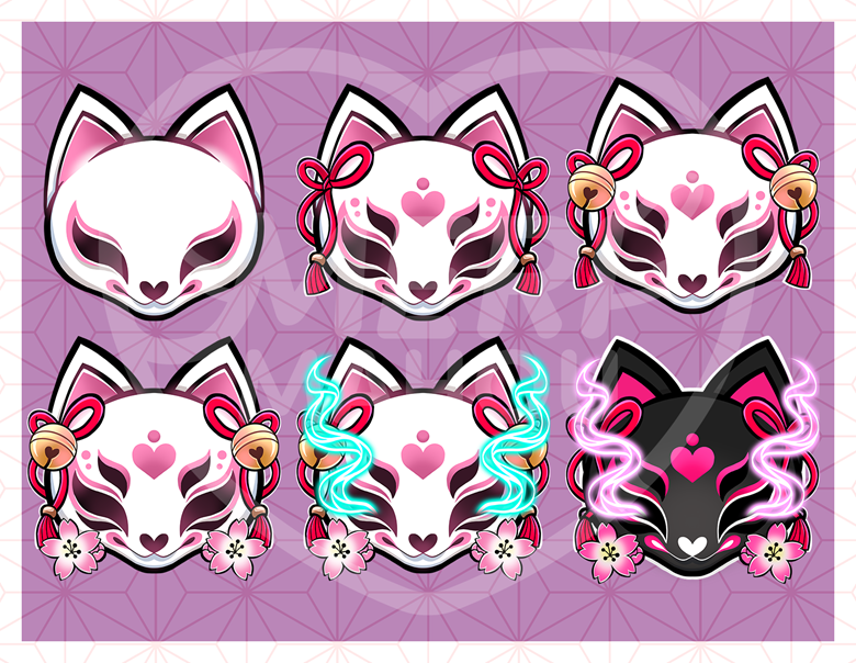 Kitsune Mask Twitch Badges - Gaming Visuals