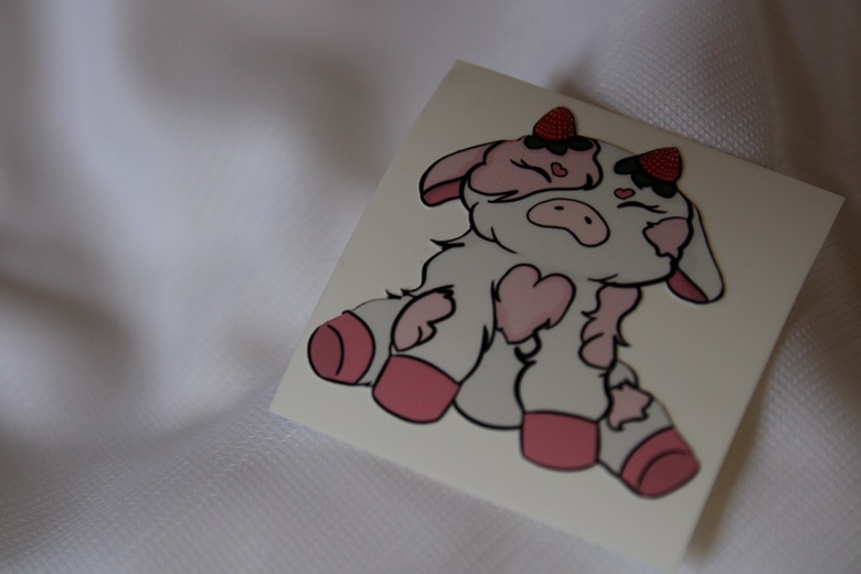 hey everyone i designed a strawberry cow sticker! please let me