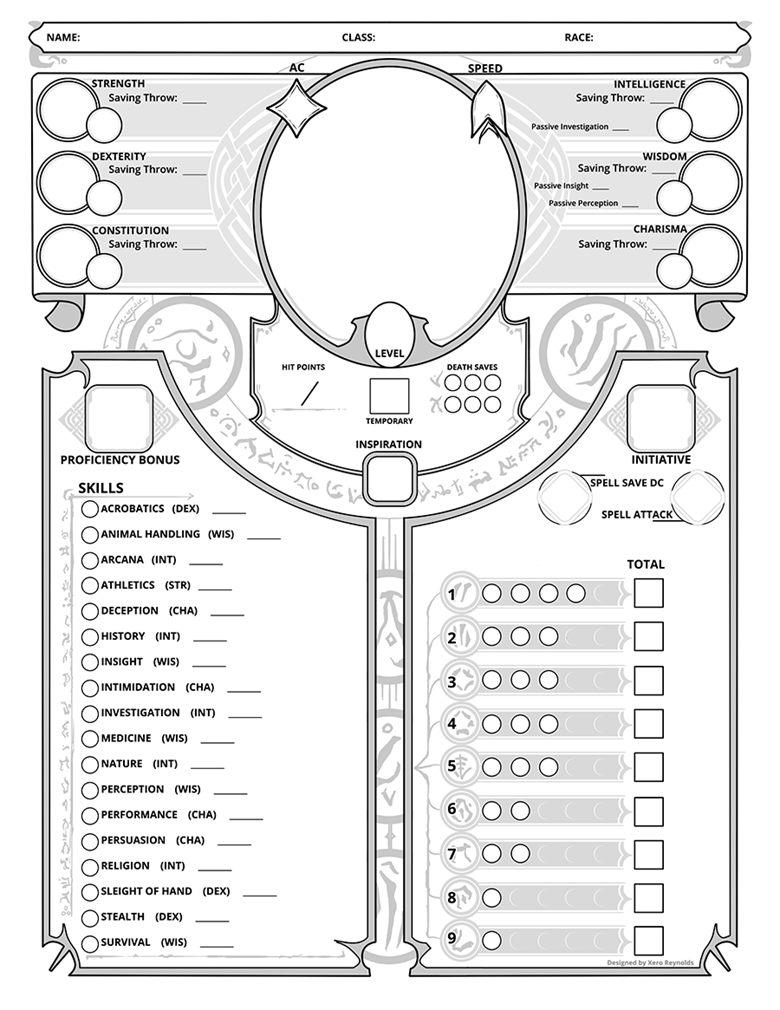 dnd 5e character sheet pdf automatic calculations