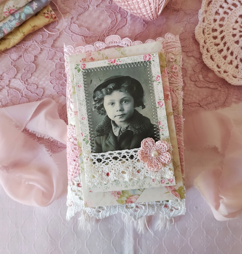 Pink small junk journal empty with quilt soft cover empty diary to