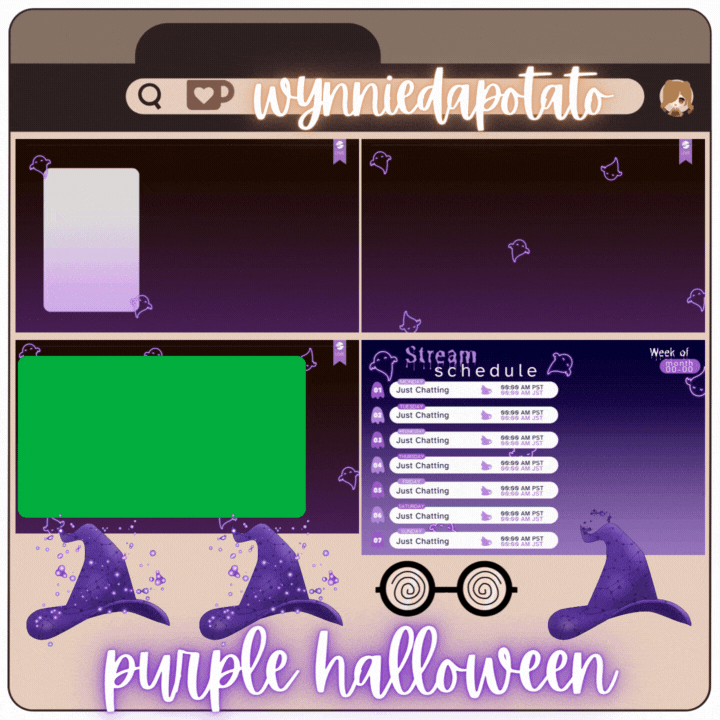 Purple Halloween Pack (Overlays, Stream Schedule, Assets ...
