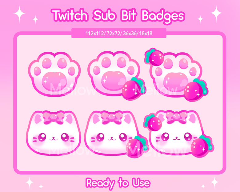 Strawberry Twitch Badges Twitch Sub Badges (Instant Download) 