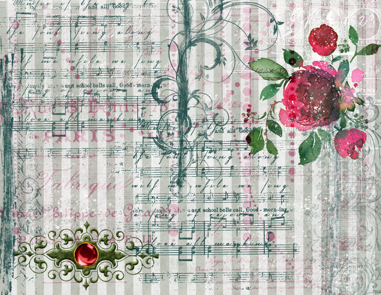Printable Pink Floral Paper, Background Paper, Vintage Junk Journal,  Ephemera, Pink Roses, Collage, Scrapbook, Instant Download 