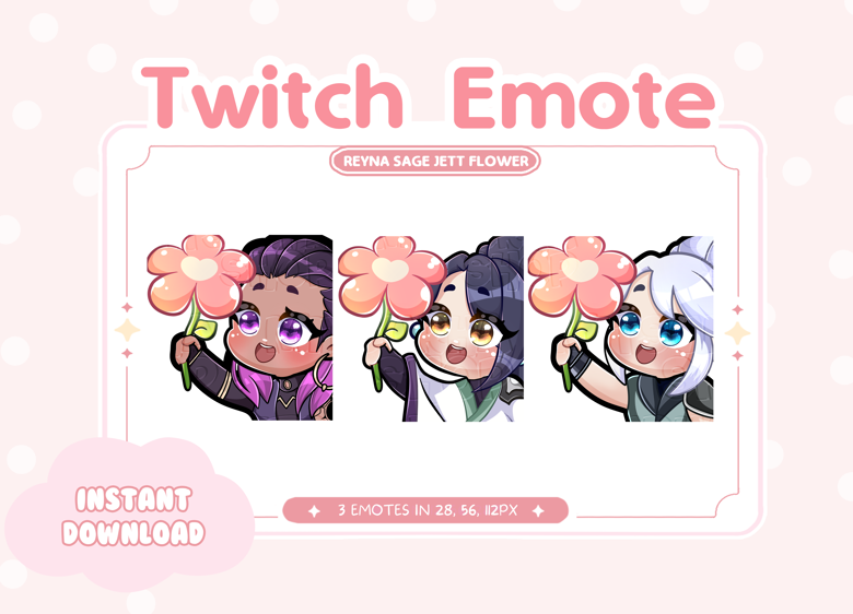 Valorant Cute Flower Sage Jett Reyna Emote for Twitch | Kawaii | Sage ...