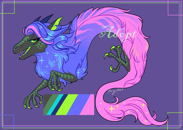 Neon Dragon Raptor Hybrid Adoptable - SnOwyAngel's Ko-fi Shop - Ko-fi ️ ...