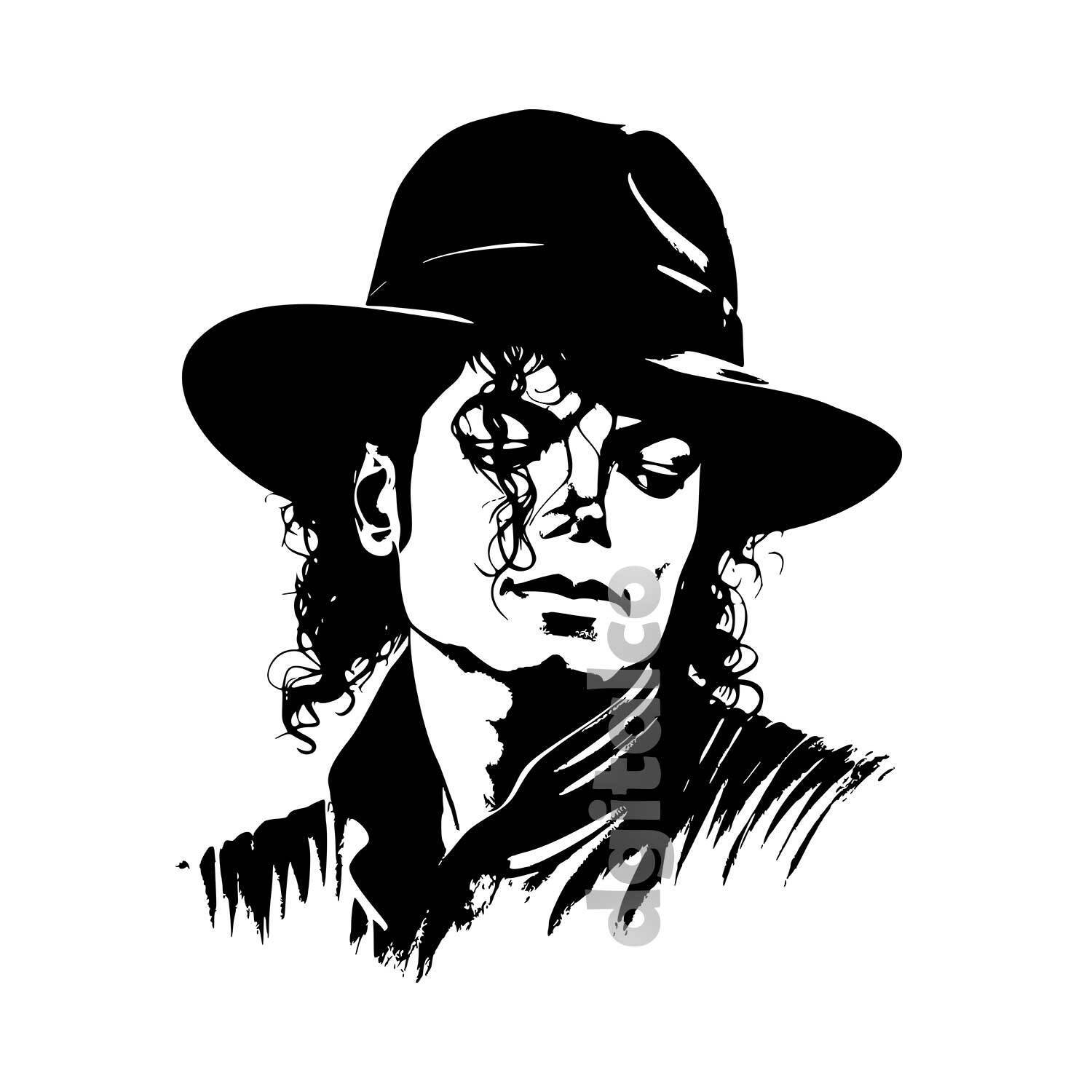 Michael Jackson Portrait Vector Graphic with Hat - Multi-format Digital ...