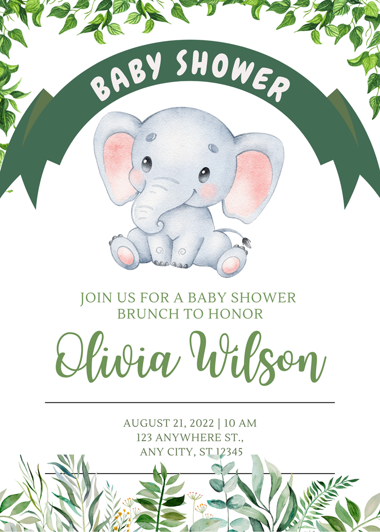 Elephant Baby Shower Invitations | Printable Template - kaos keren's Ko ...