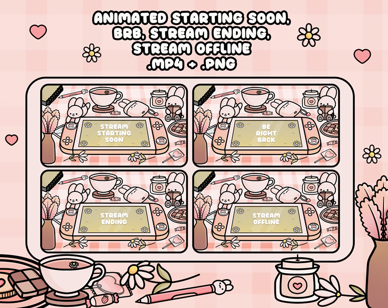 Animated Twitch Overlay Lofi Kawaii Windows Customizable -  in