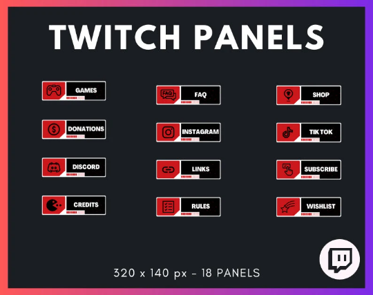 Twitch Panels (Red Twitch Panels) - Nicole's Ko-fi Shop - Ko-fi ️ Where ...