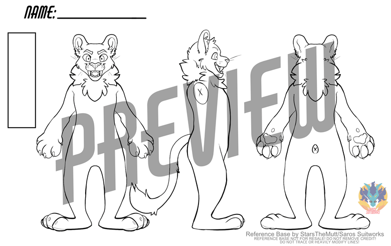 Fursuit Friendly Big Cat Maneless Lion Reference Sheet Base - Stars's ...