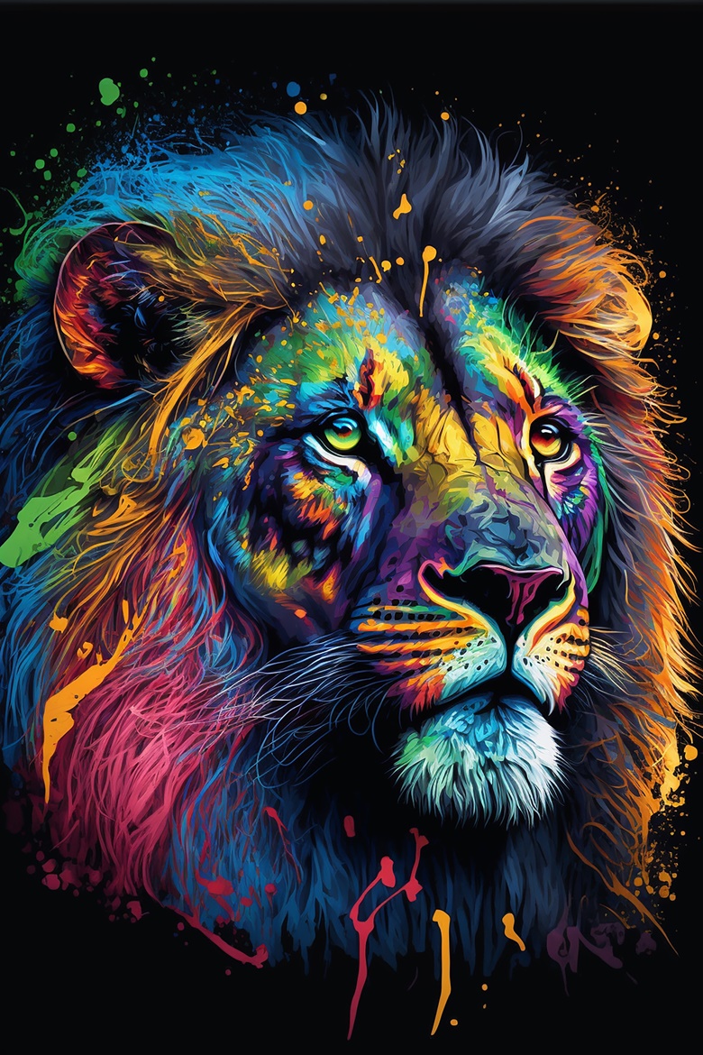 HD wallpaper: Artwork, Colorful, Lion | Wallpaper Flare