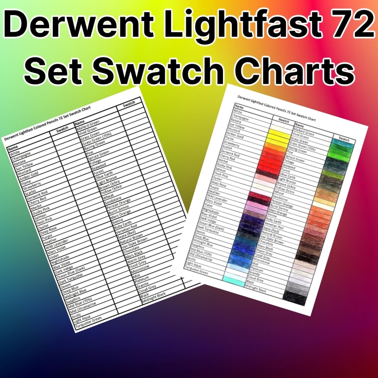 Derwent Lightfast 72 Pencil Set Swatch Chart - Rachel