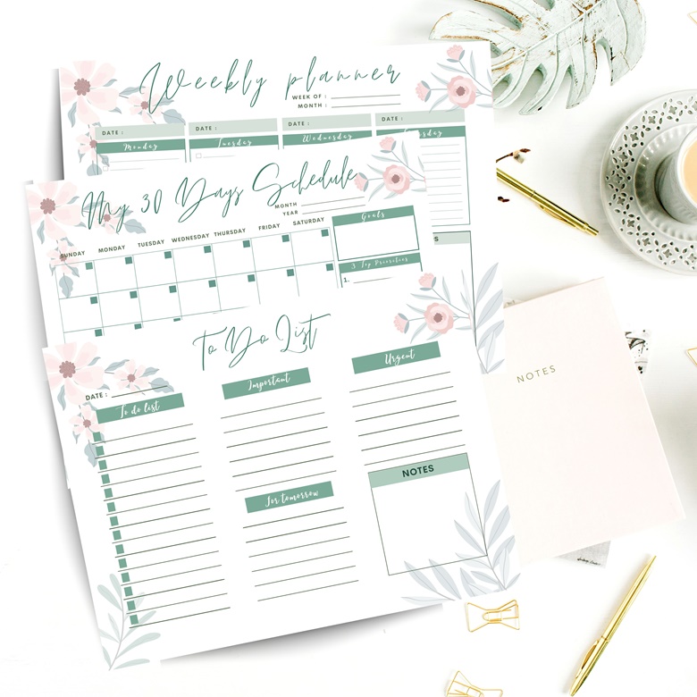 DAILY, WEEKLY AND MONTHLY PLANNER, BUNDLE PDF, AGENDA