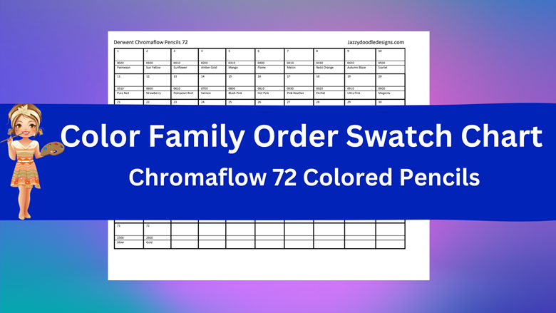 Derwent Chromaflow 72 Color Family Swatch Chart - Jazzydoodledesigns's  Ko-fi Shop - Ko-fi ❤️ Where creators get support from fans through  donations, memberships, shop sales and more! The original 'Buy Me a