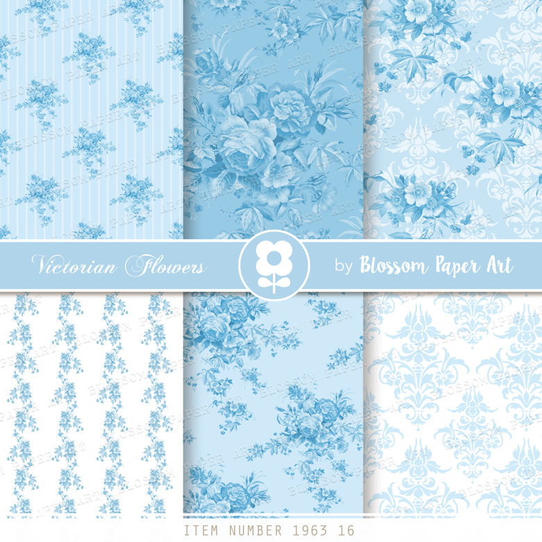 Floral Digital Paper Light Blue for Junk Journals - 1693 16 - Blossom Paper  Art Junk Journal Printable's Ko-fi Shop