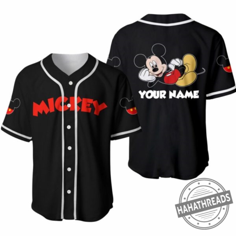 Chilling Mickey Mouse Black Disney Custom Baseball Jersey Personalized ...