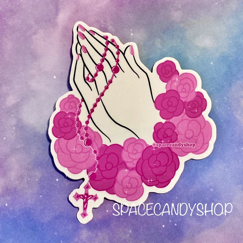 Full Color Of Praying Hands Art Sticker