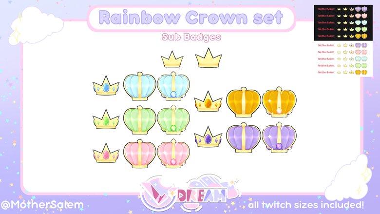 Crown Sub Badges for Twitch, Discord Emotes