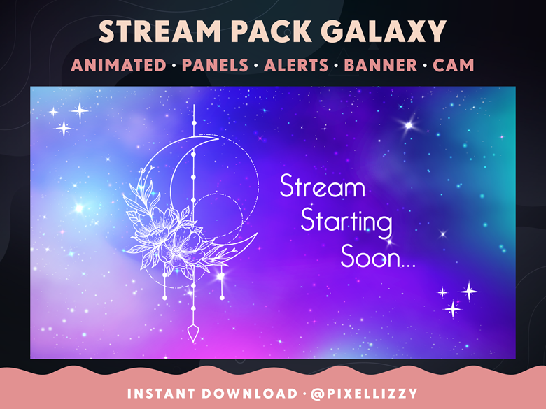 Twitch Overlay Package Starry Night / Panels Pack / Just 