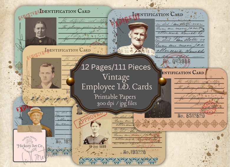 Vintage Employee ID Cards - Hickory Art Co's Ko-fi Shop