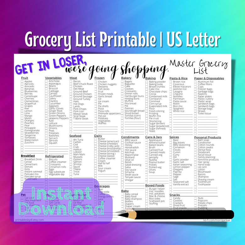 Master Grocery List Printable | If It’s Not On The List…Put It Back