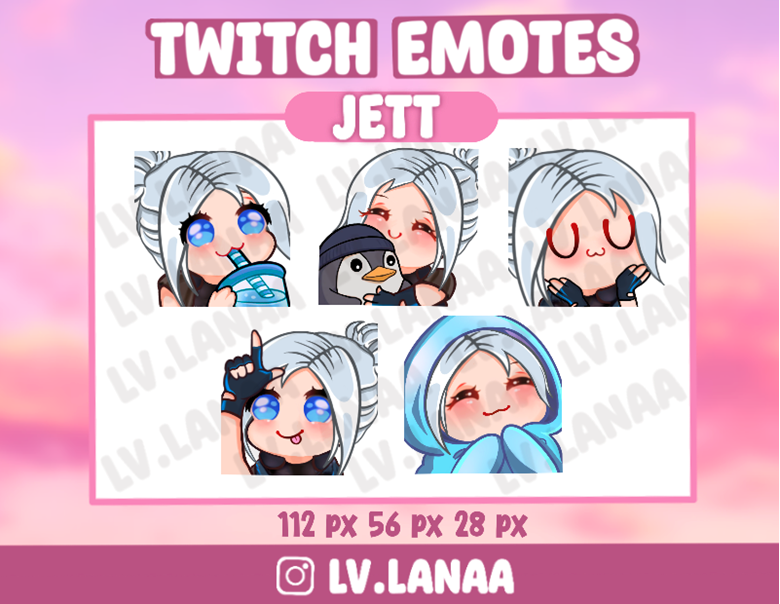 Jett Twitch and Discord Emotes! | 5 Pack | + ONE FREE EMOTE!! - LvLana ...