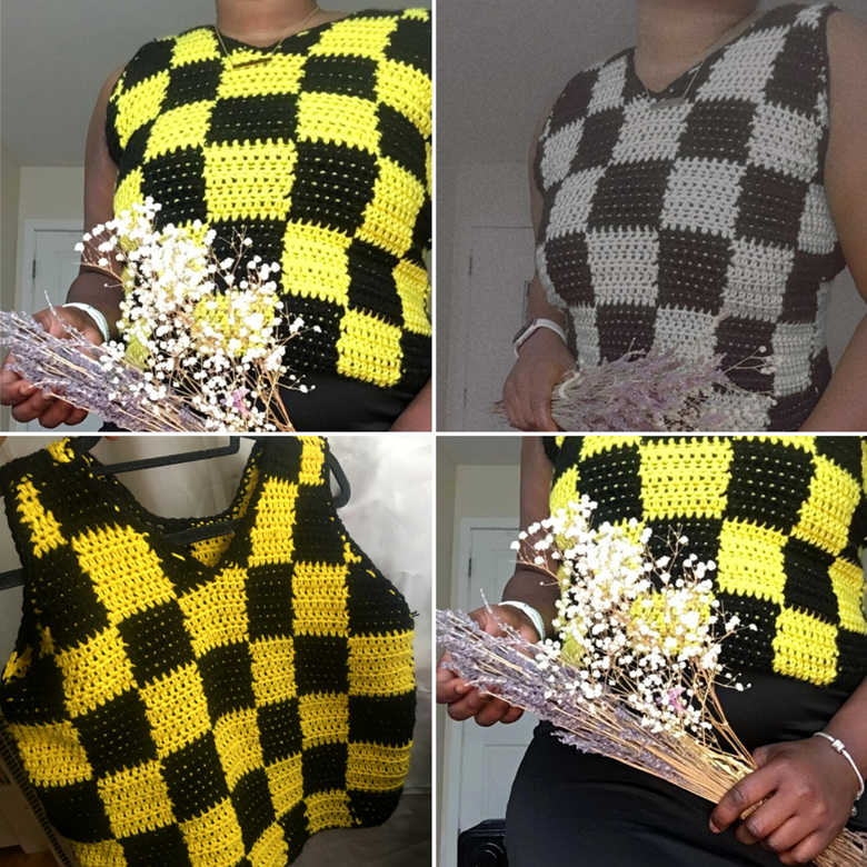 The Houndstooth Sweater Vest Crochet Pattern PDF ONLY 