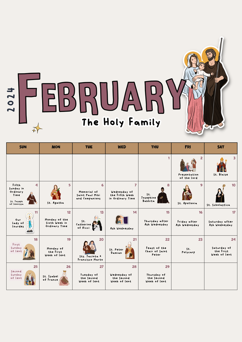 February Liturgical Calendar 2025