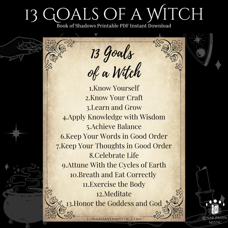 13 Goals of a Witch Book of Shadows Page - Lunar Haven Mystic's Ko-fi ...