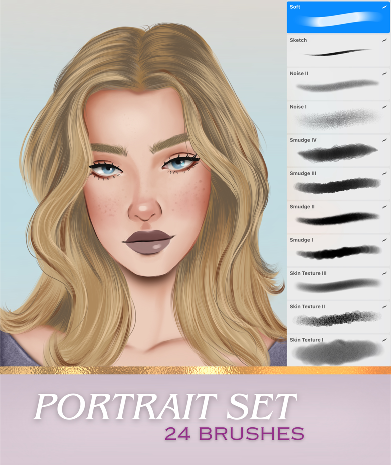 FREE |24 Portrait Brushes - janevcreates's Ko-fi Shop - Ko-fi ️ Where ...