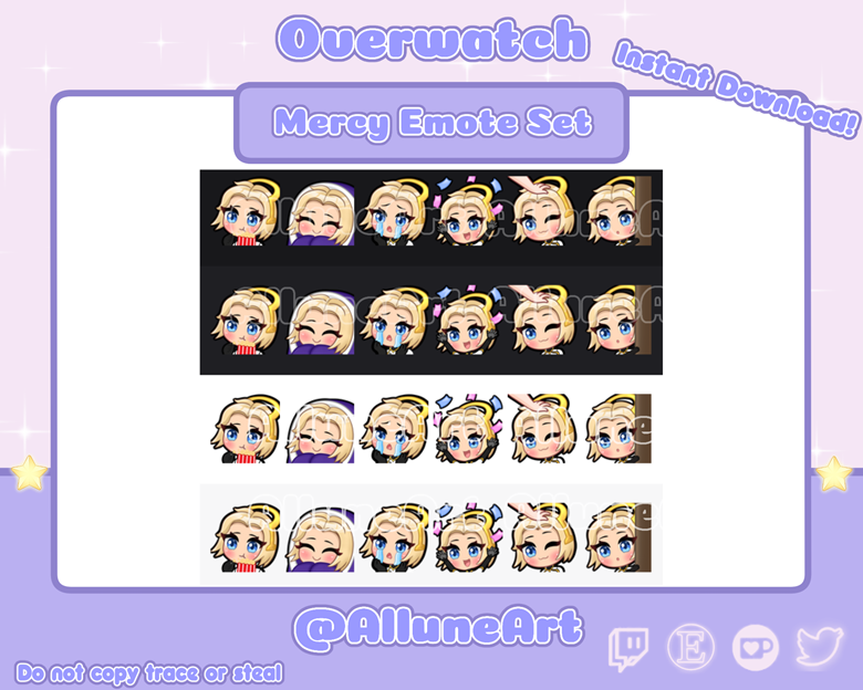 Cute Chibi Girl Twitch Discord Emote Pack set 2 Gaming Streamer