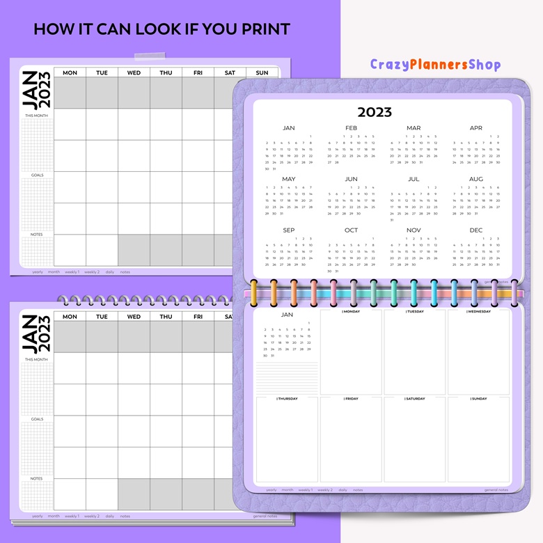 2023 Bullet Journal - Planner Yearly - Digital / Printable - With ...