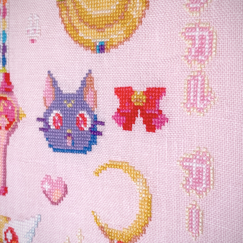 Anime Pink Girls/ Cross Stitch Patterns Graphic by