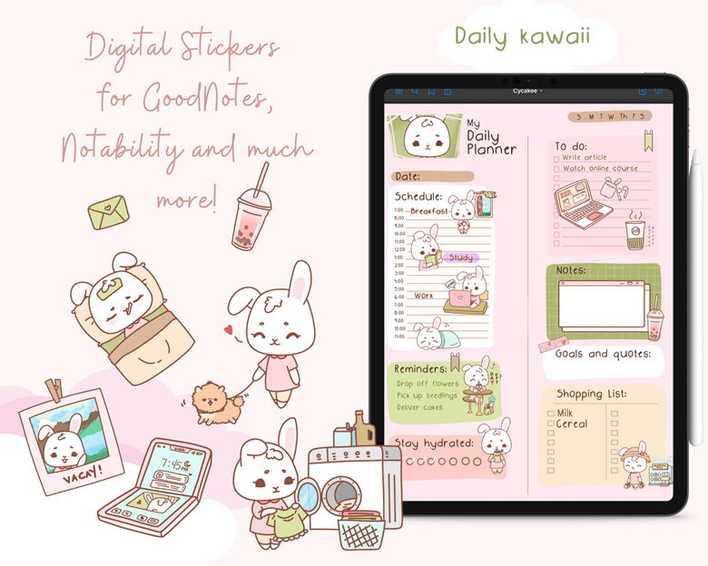 Cute Digital Planner Stickers for GoodNotes, Notability and other ...