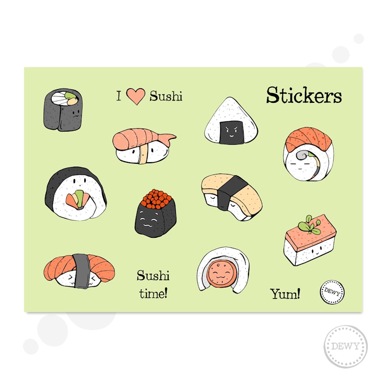 Mini Sticker sheet - kawaii sushi - planner stickers