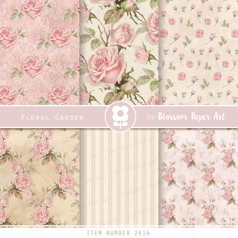 Pink Rose Digital Paper for Junk Journals - 2616 - Blossom Paper Art ...