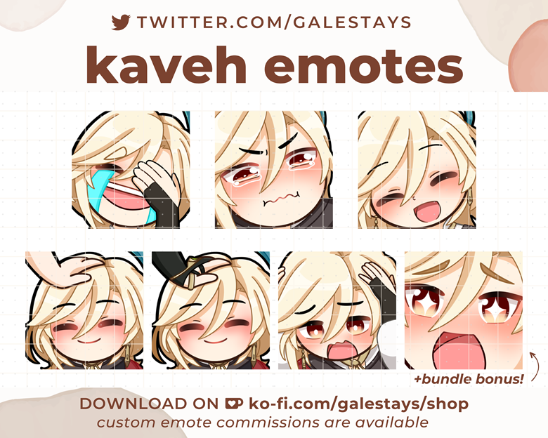 Genshin Impact Kaveh Emotes Stickers Pay To Use Gales Ko Fi