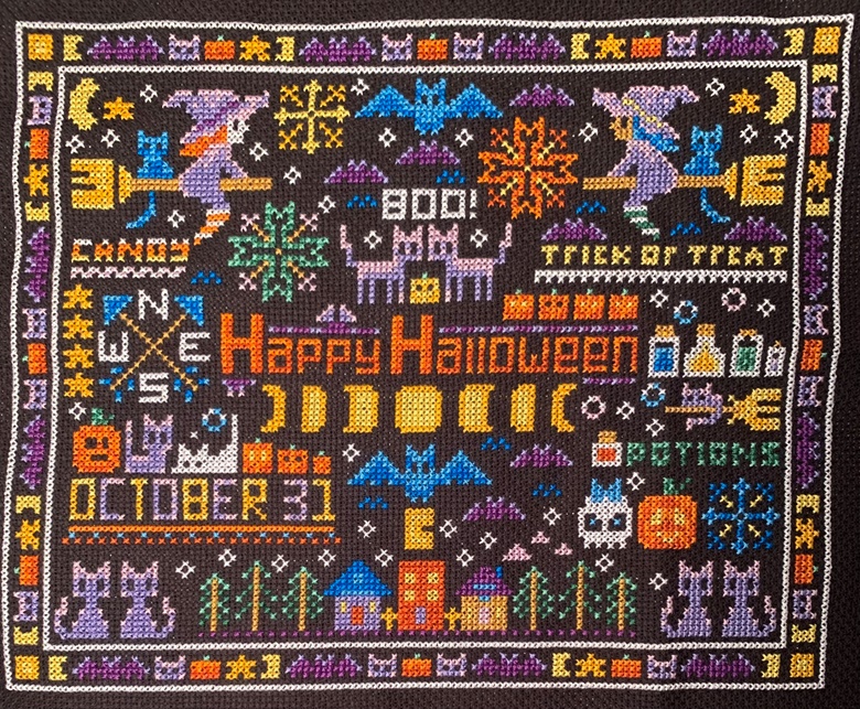 Happy Halloween Sampler Cross Stitch Pattern PDF Ko