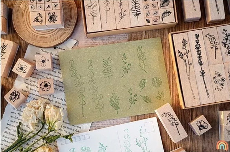 Set of 22 flower wooden stamps (leaves/flowers) - Lylia Creations's Ko ...