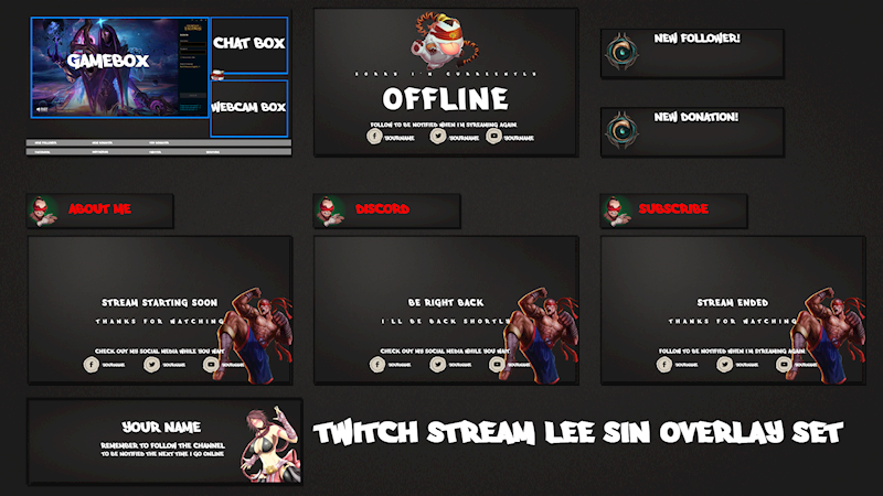 Twitch Stream Lee Sin Overlay Set Ko Fi Where Creators Get Donations From Fans With A Buy Me A Coffee Page