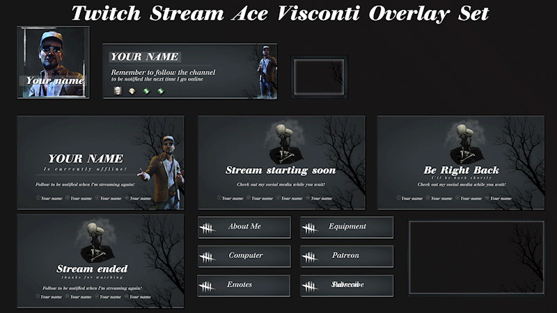 Twitch Stream Ace Visconti Overlay Set Ko Fi Where Creators Get Donations From Fans With A Buy Me A Coffee Page